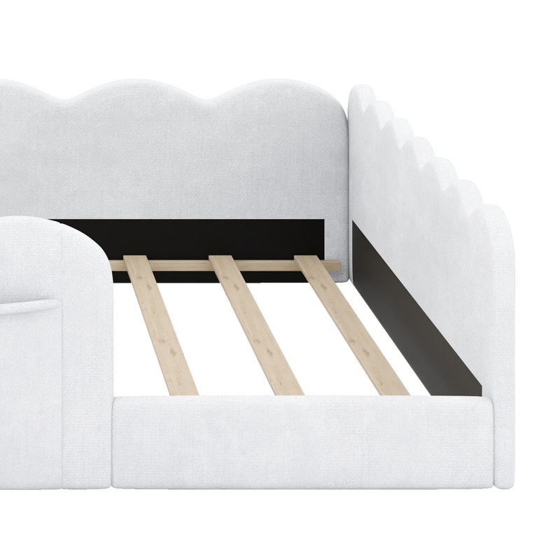 Lit simple rembourré pour petites chambres, Blanc