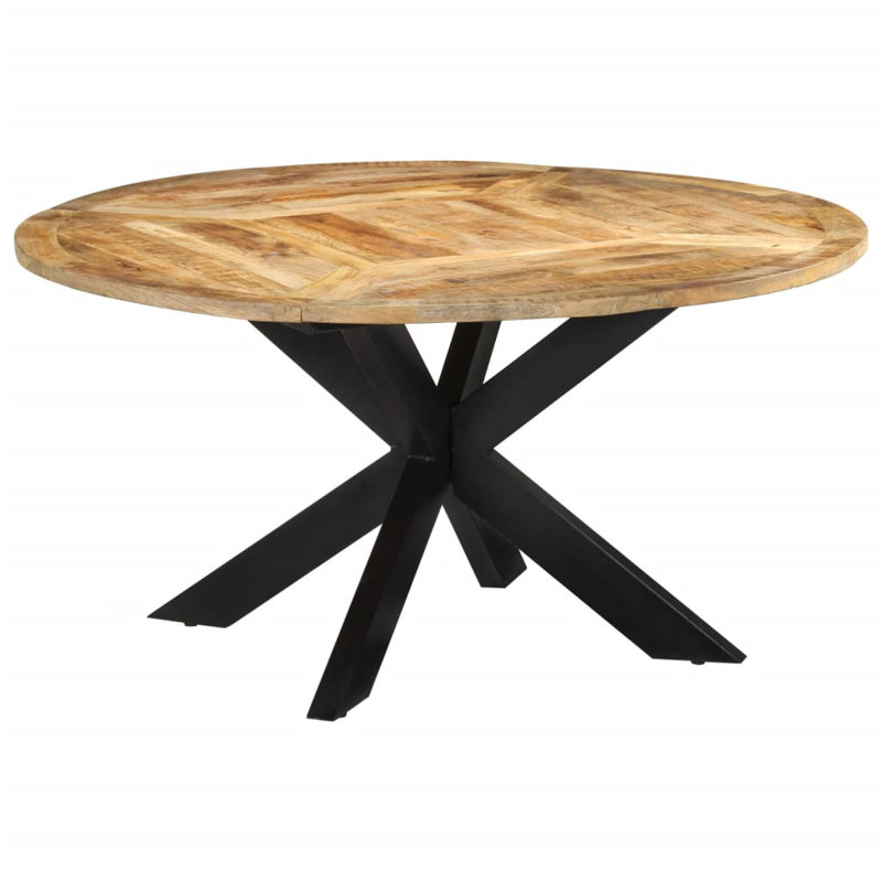 Mulgrave Round Solid Wood Top Metal Base Dining Table