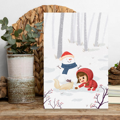 Hiver, forêt, amis, portrait contemporain, hiver, reproduction d'art mural