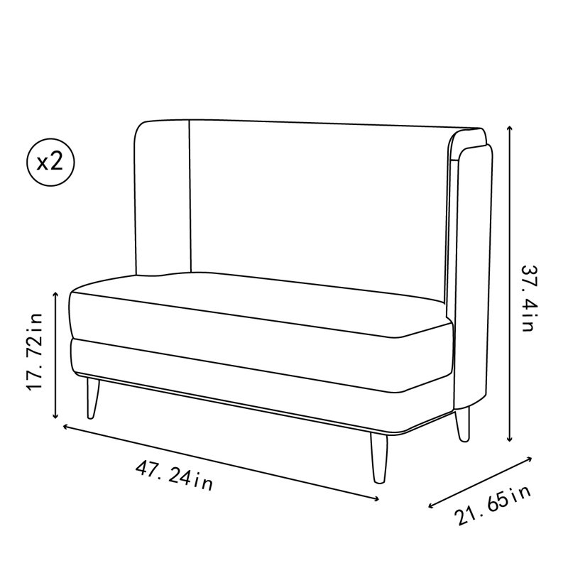 Banc double en similicuir pour restaurant