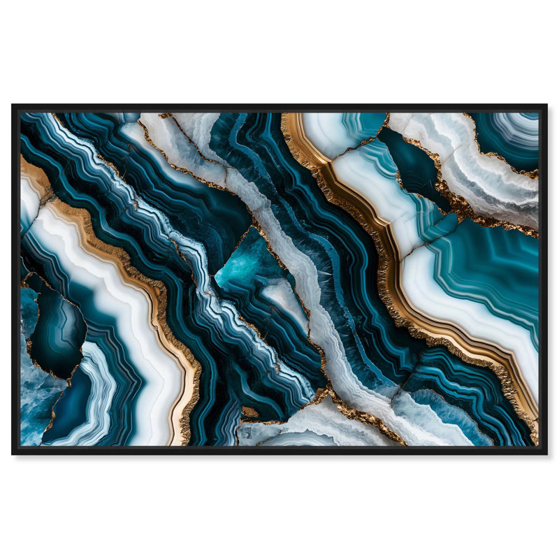 «Teal Tides Treasure I» par Teal , H 11 po x l 16 po, Cadre flottant noir