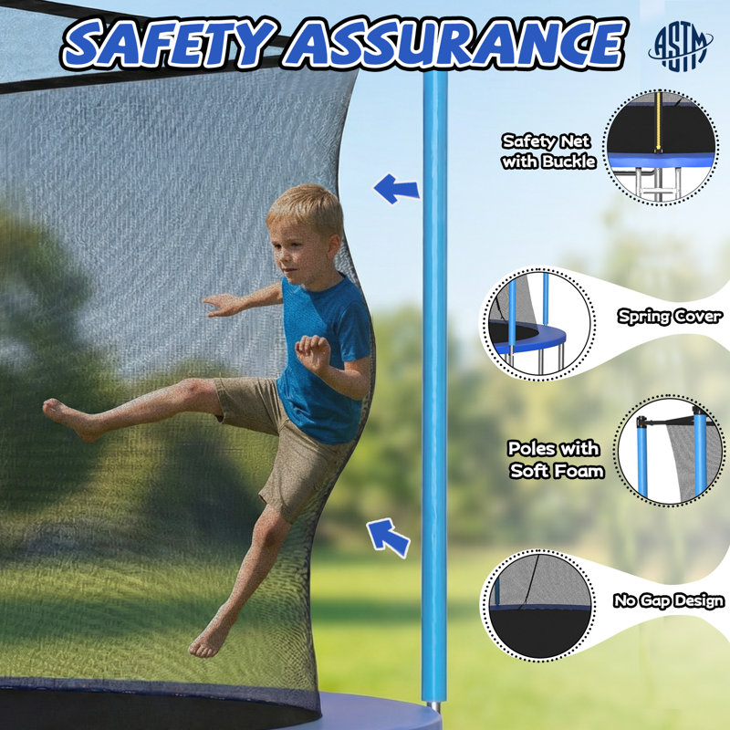 Trampoline 14 pieds, trampolines de sport avec filet d'enclos, trampolines récréatifs pour l'extérieur intérieur