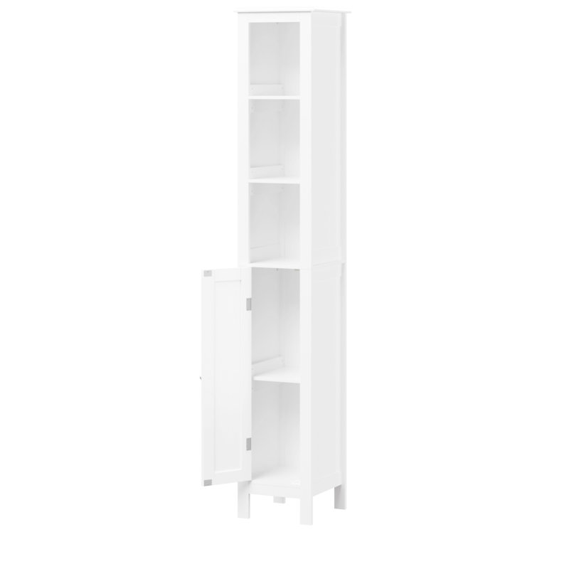 Tall Bathroom Cabinet 66.92" With Adjustable Shelves - 1 Door Freestanding For Small Spaces, Home, Bathroom, Kitchen, Living Room White Slim