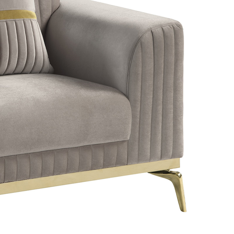 Ensemble de salon 3 pièces Duplessis Taupe, 3 pièces: chaise, causeuse, canapé, Taupe