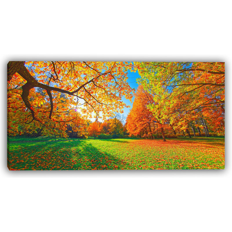 «Golden Autumn Bliss - Vibrant Fall Landscape», art sur toile, H 20 po x l 40 po