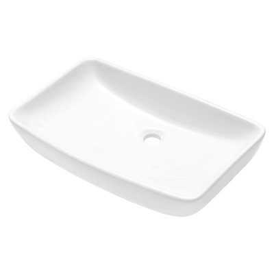 24"X15" White Ceramic Rectangular Vessel Bathroom Sink