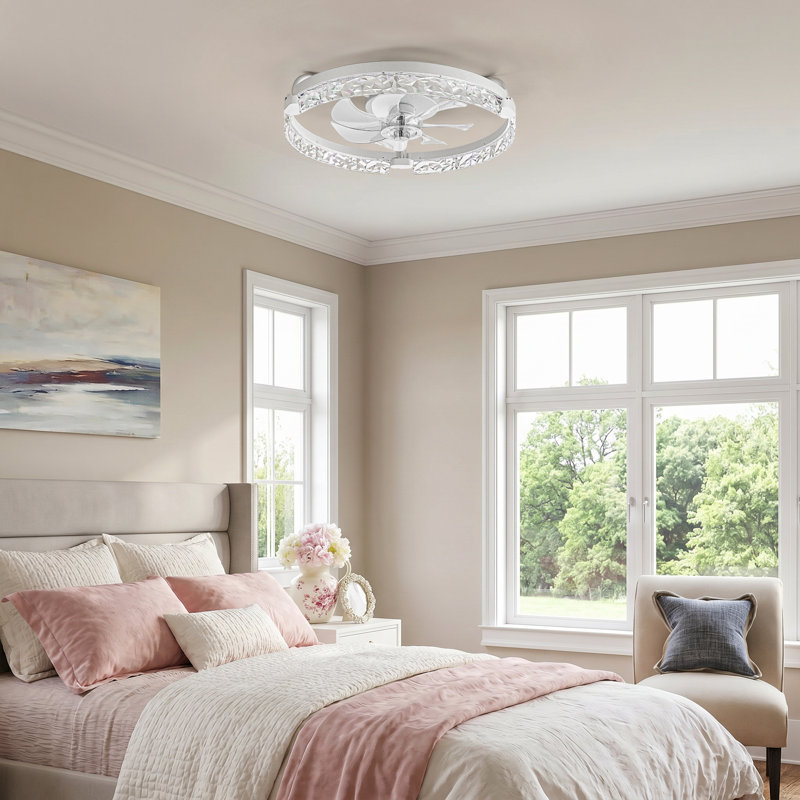 Ventilateur de plafond encastré sans lame 20 "avec lumière et télécommande, White
