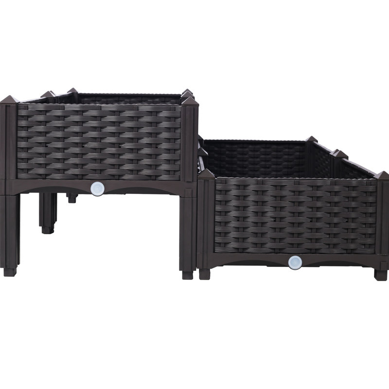 Brown Self-Watering Raised Veggie Bed For Gardens - 4 Piece Polypropylene Made Reasonable Drainage Easy Assembly Managed Herb With Legs Anywhere Adequate Hole Arranged