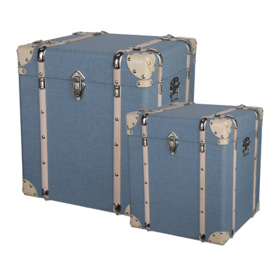 Ensemble de 2 cubes de rangement décoratifs bleus