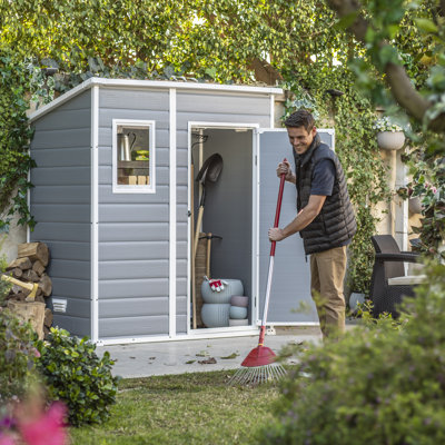 Keter Manor Pent Outdoor Garden Storage Shed 6 x 4ft - Grey