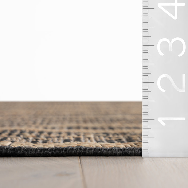  Tapis bohémien intérieur / extérieur Venira, Rectangulaire 4 pi x 6 pi, Gris