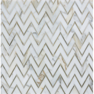 3" x 4" Marble Chevron Mosaic Wall Tile