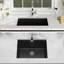 Évier à lessive en quartz - Évier de service encastré en granite noir 24 po x 18 po