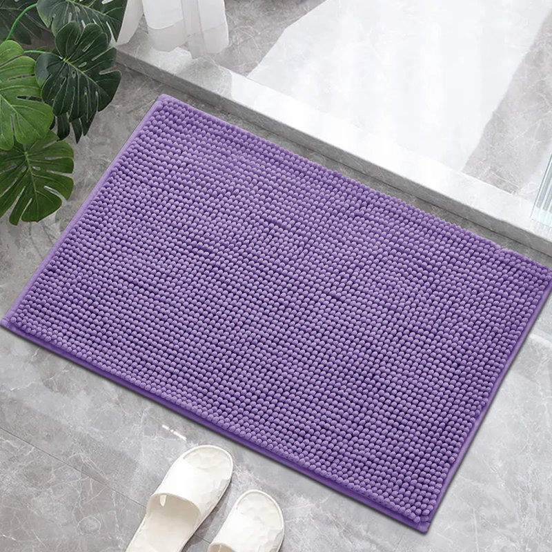 Neveaha Luxury Chenille Soft Absorbent Microfiber Rectangle Bath Mat, 2cm H x 50cm W x 80cm D, Purple