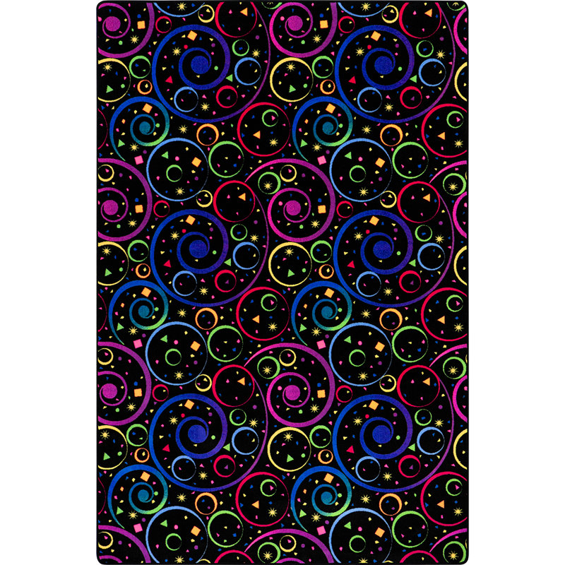 Neon Lights Fun and Games Area Rug, Rectangle 6' x 6'