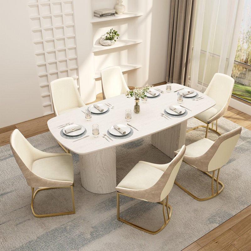 Ensemble de salle à manger 7 pièces, Beige