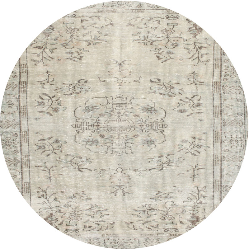 Tapis zone gris clair contemporaine, Rond 7 pi