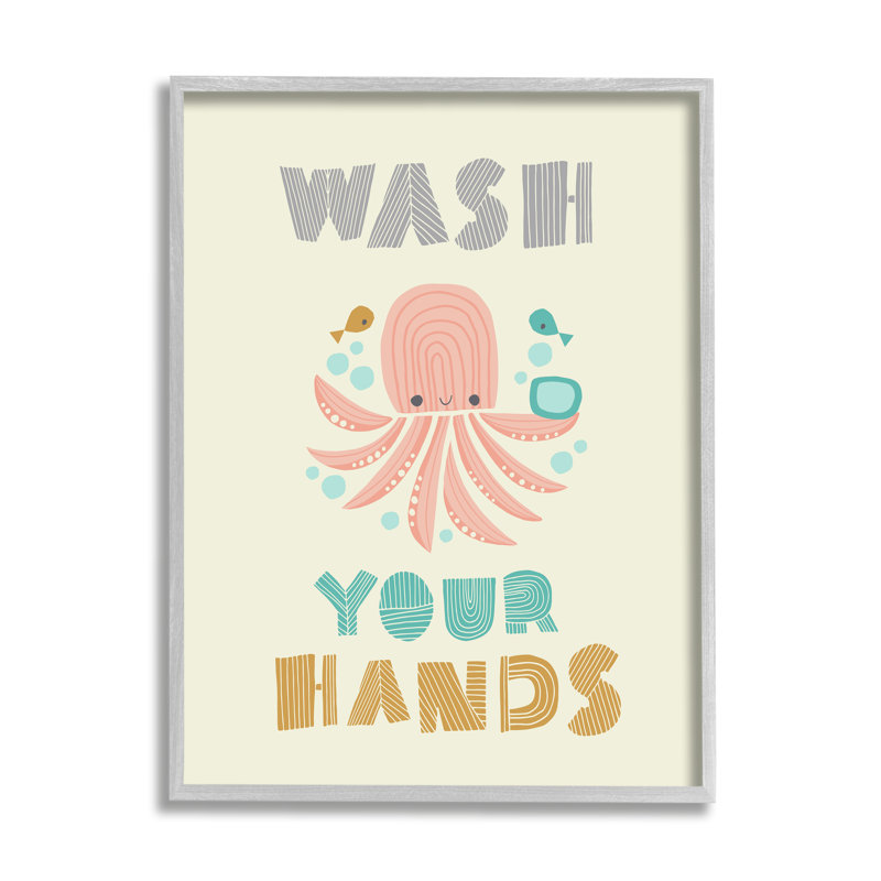 «Wash Your Hands Mod Octopus» par Heather Rosas - impression, L 16 po x H 20 po, Estampe numérique Farmhouse