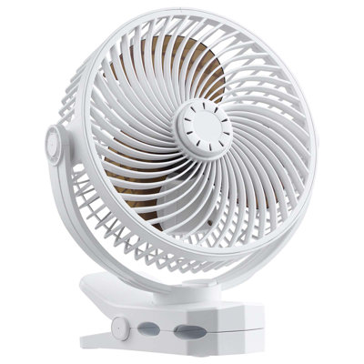 Portable Clip Fan, Rechargeable Clip On Fan, USB Port with 3 Speeds & Circulation Mode, Strong Airflow Sturdy Clamp, Long Runtime for Desk, Golf Cart, Outdoor Camping Treadmill, Office, White