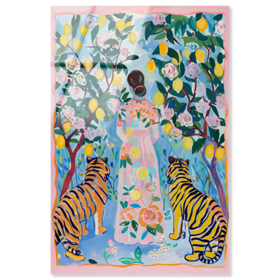 "In Tiger Garden", impression murale décorative bord de mer par Art Remedy, prête à être accrochée, 24 x 36
