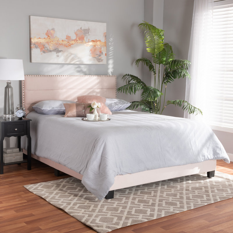 Warsaw Upholstered Standard Bed, Full/Double, Light Pink