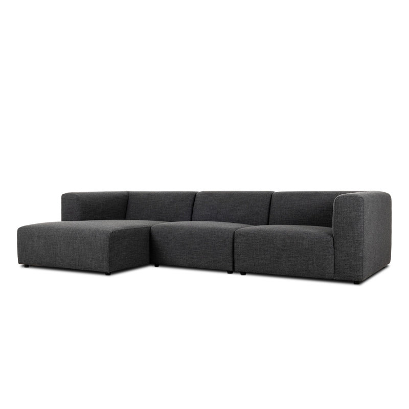 Lawndale Sectional, Saxon Charcoal Polyester Blend, Left Hand Facing