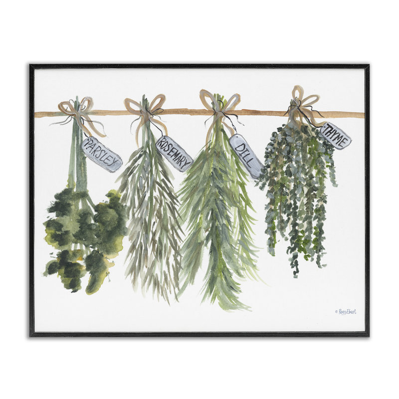 «Hanging Kitchen Herbs», art de la giclée encadrée par Roy Ebert, H 11 po x l 14 po, Giclée encadrée noir minuit