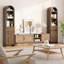Armoire de rangement haute avec plateau cannelé arqué, armoire de rangement haute de 67 po avec 2 tiroirs ouverts et tablettes réglables-831327806