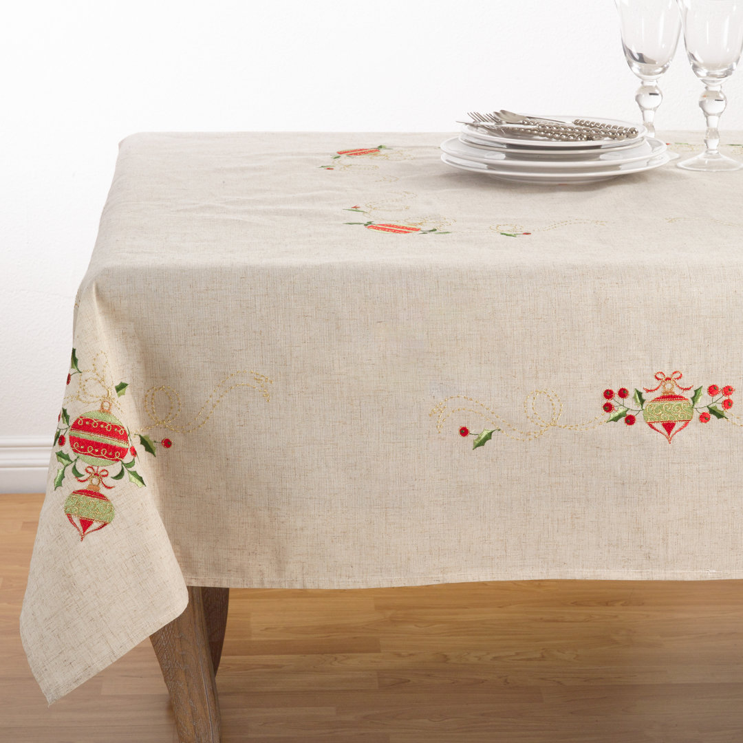 Lorelai Ornament Design Holiday Linen Blend Tablecloth The Holiday Aisle® 