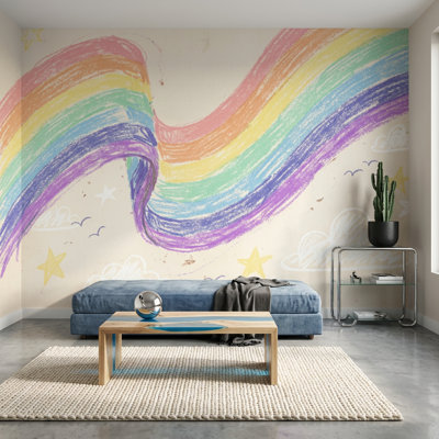 Papier peint arc-en-ciel à la main