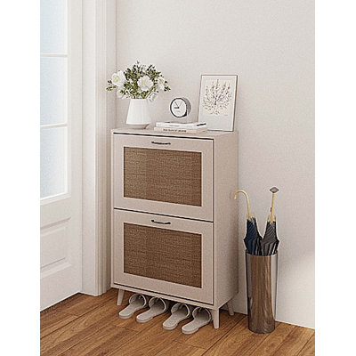 Étagère à chaussures à 2 niveaux pour vestibule, rangement de chaussures stable et spacieux