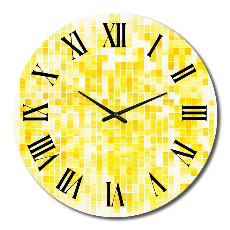 Horloge murale jaune en métal I, Très grand