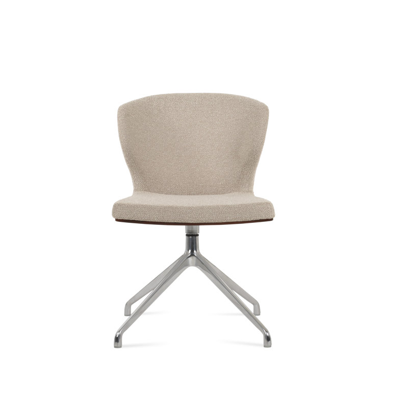 Fauteuil pivotant Amed Plus, Chrome poli, Beige