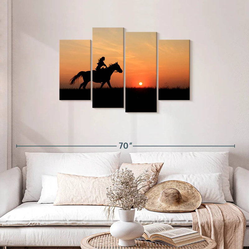 Fille Mehar avec cheval, H 27 po x l 43 po