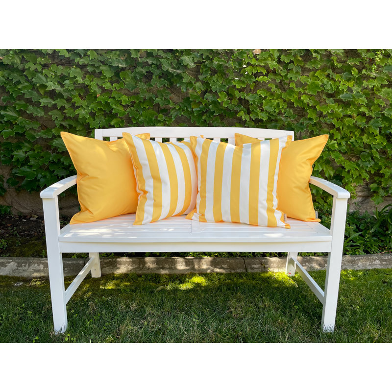 Solid and Stripe Outdoor Accent Pillow Cover Set, Samoan Sun