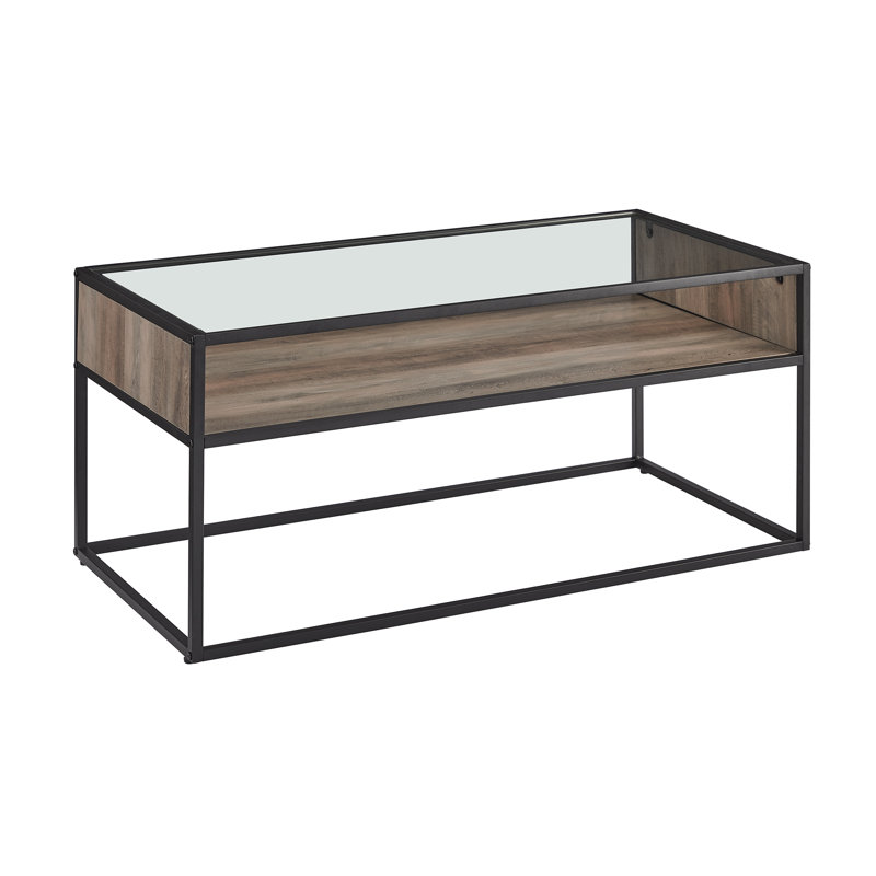 Table basse à cadre avec rangement Barkad, Gris délavé