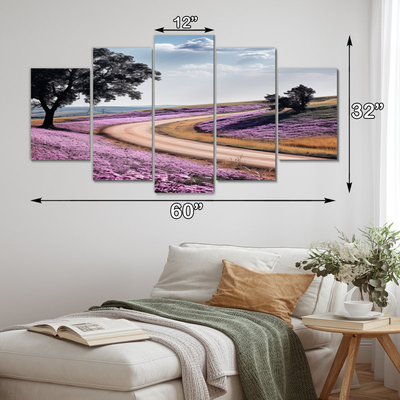 Road Curves Of Purple Serenity II - Art mural sur toile, 5 panneaux