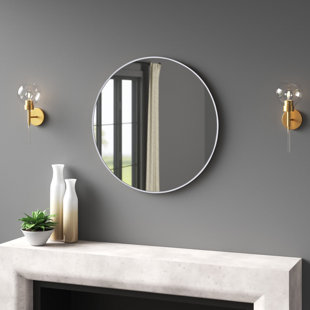 allen + roth 1-in W x 36-in H Round Black Framed Wall Mirror in the Mirrors  department at