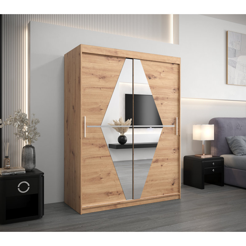 Shebeen 2 Door Manufactured Wood Wardrobe, Oak Artisan
