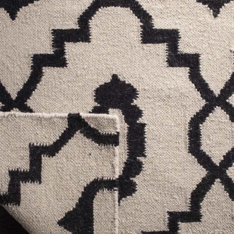 Rodgers Hand Woven Flat Weave Wool Geometric Rug, Rectangle 3' x 5'