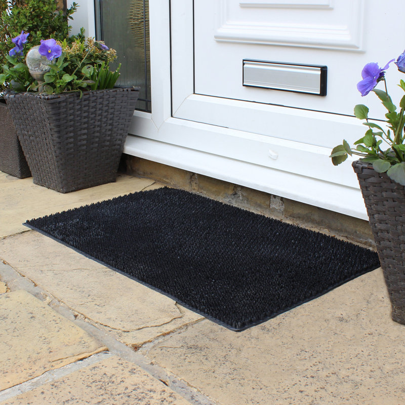 Condor Non-Slip Doormat, Black, 1cm H x 75cm L x 45cm W