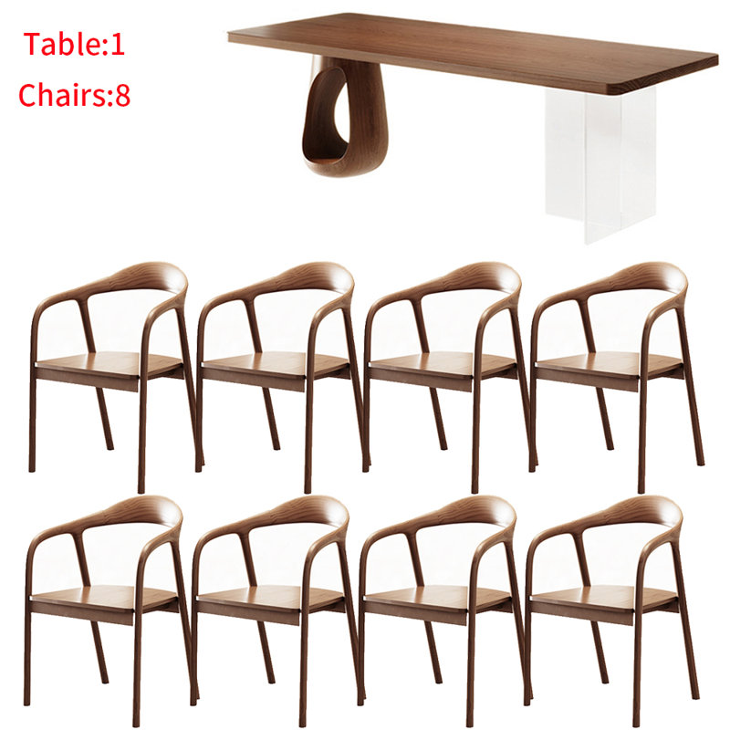 Ensemble de table moderne en bois massif de style simple et acrylique, H 29,5 po x L 78,7 po x l 31,4 po