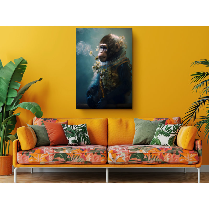 Singu astronaute du yétuart avec fleurs, H 60 po x l 40 po x P 1 po