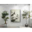 Art mural asiatique, peinture à l'encre de bambou sur toile - Montagnes brumeuses de style japonais, décor zen noir et blanc pour maison minimaliste ou studio de yoga-515006380