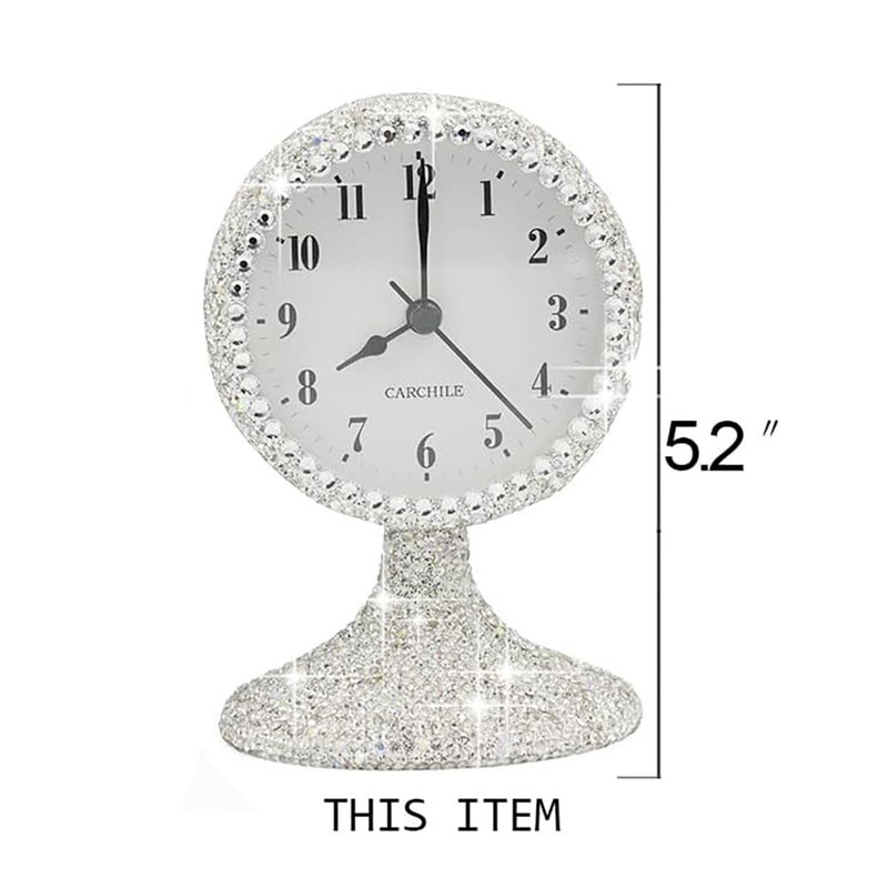 Analogue Crystal Electric Alarm Tabletop Clock, Silver