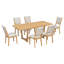 Ensemble de table de salle à manger extensible rectangulaire avec six chaises rembourrées pour des sièges flexibles et un décor intérieur élégant.