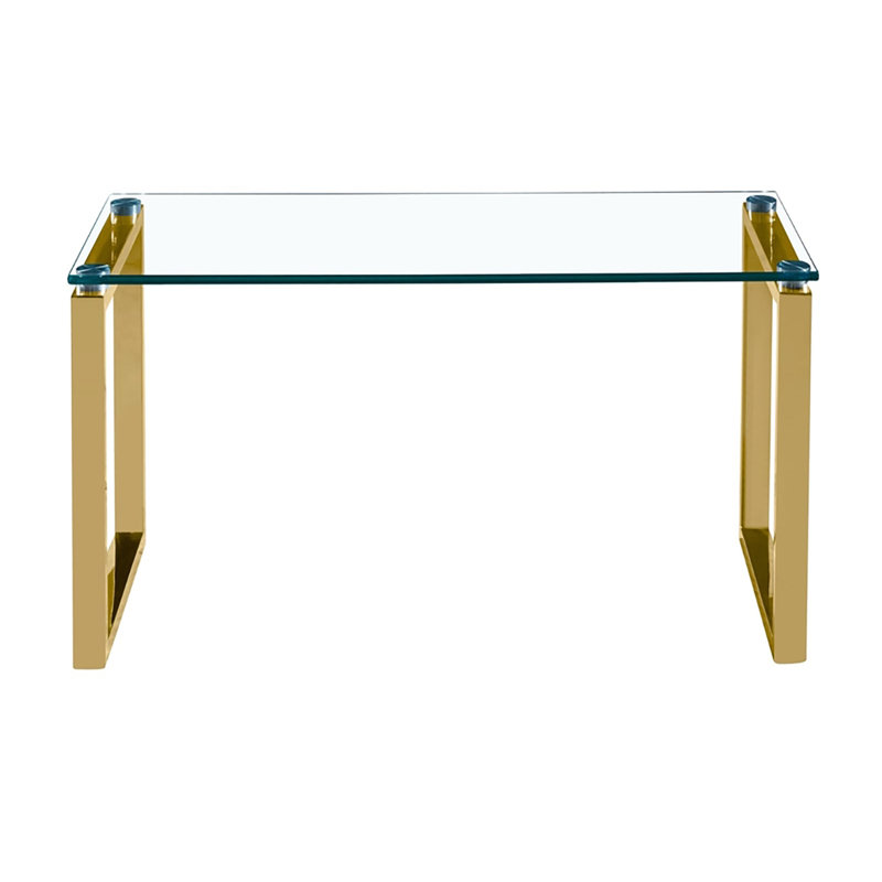 Talisa Glass Top Coffee Table, 16" H x 39" L x 18" W, Gold