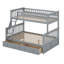 Convertible Wood Bunk Bed With Drawers Twin Over Full Detachable Bed Frame With Storage And Ladders-1781979916
