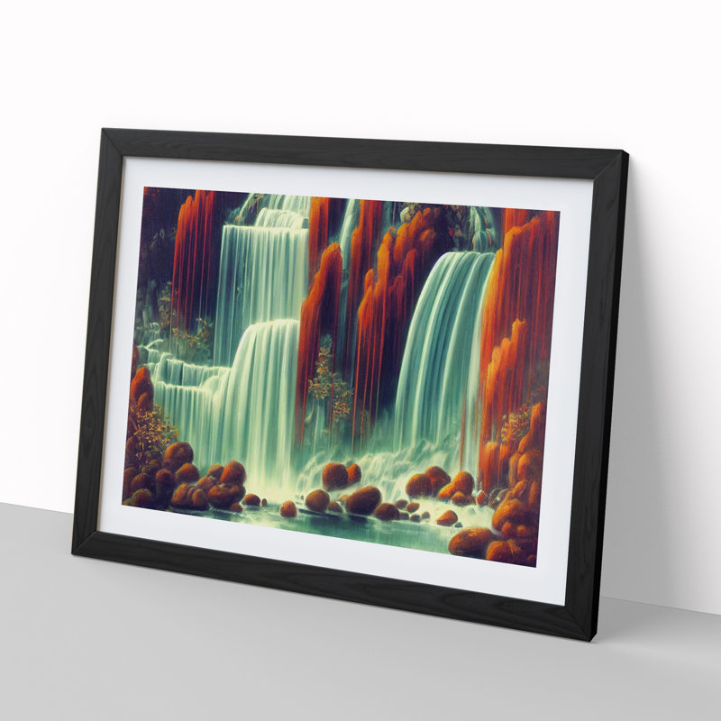 Artsy Waterfall - Single Picture Frame Print, Black, 34cm H x 46cm W