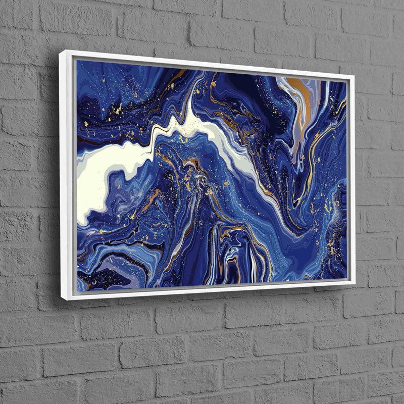 Art mural abstrait en marbre sur toile de coton pour décoration intérieure moderne, H 41 po x l 94 po, Blanc